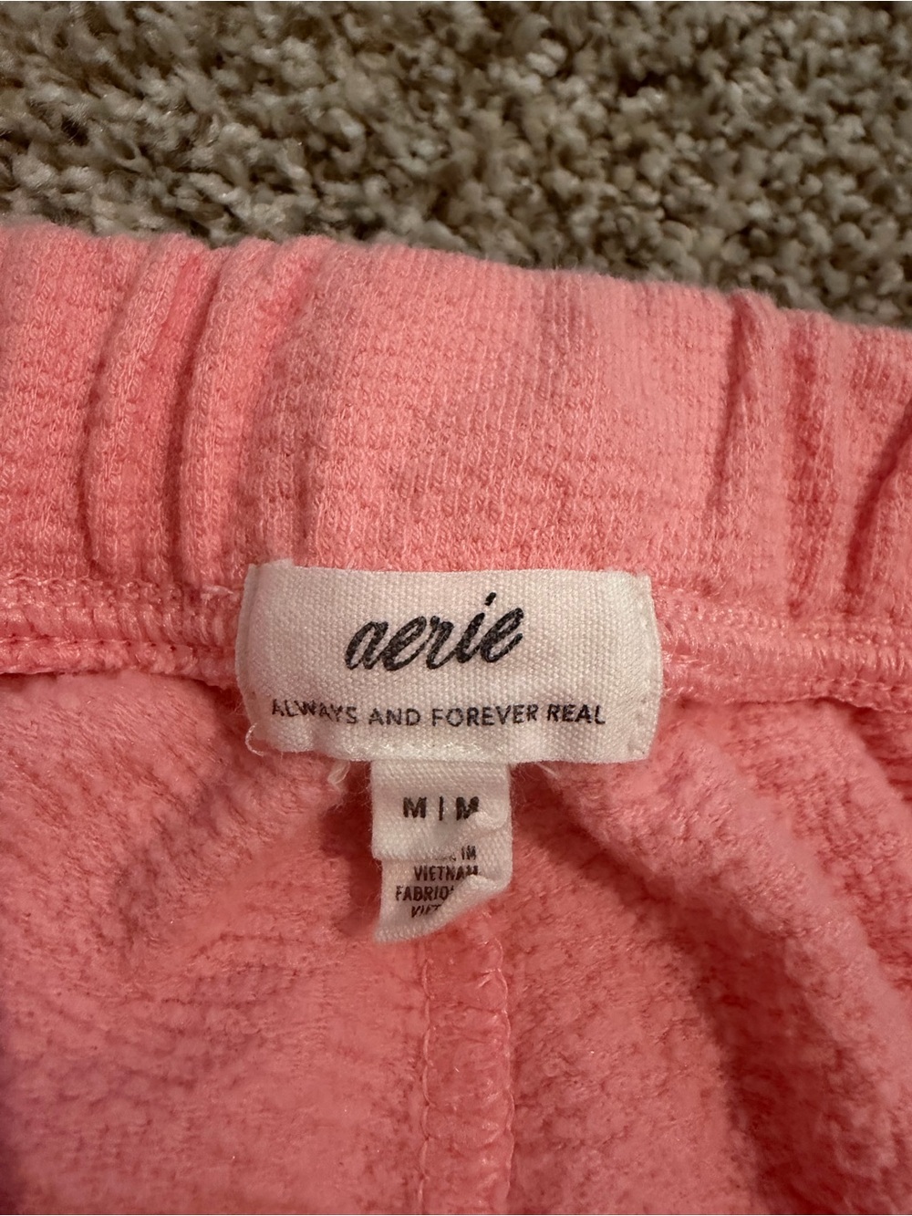 AERIE American Eagle Coral Pink Terry Cloth Half Zip Shorts SUMMER Lounge Set - Picture 8 of 10